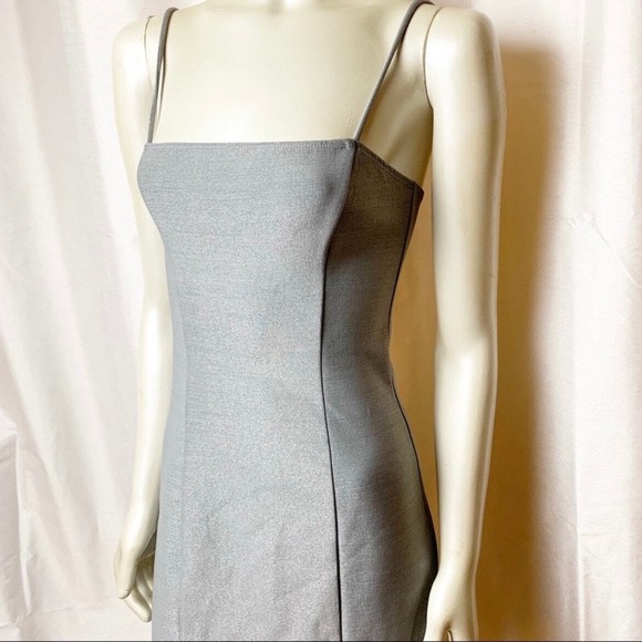 Reformation Sleeveless Mini Dress M Silver Metallic Bodycon Sheath Party Glam - Picture 3 of 13